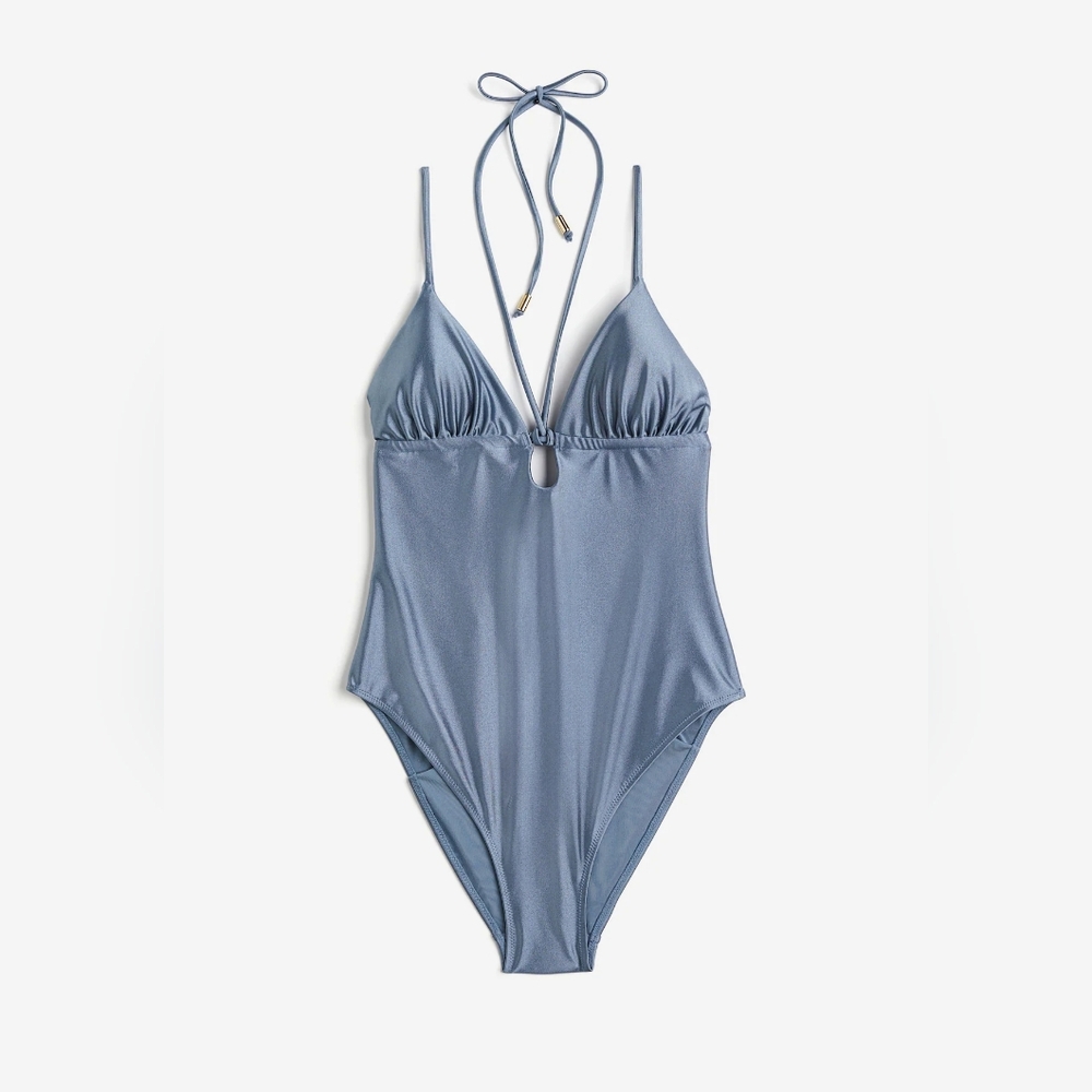 NWT H&M Slate Blue One-Piece Swimsuit with Front Tie